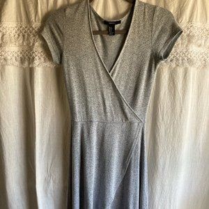 Forever 21 Gray Blue Heather Faux Wrap Dress